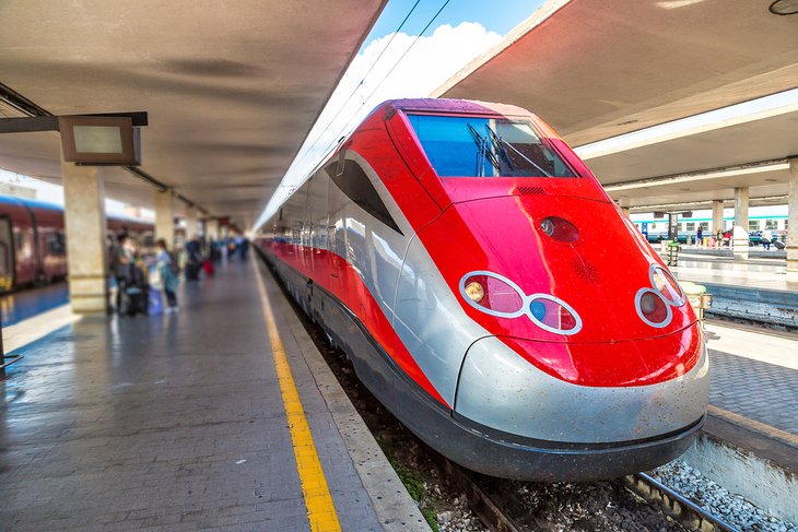 Frecciarossa high-speed train at a Florence train station