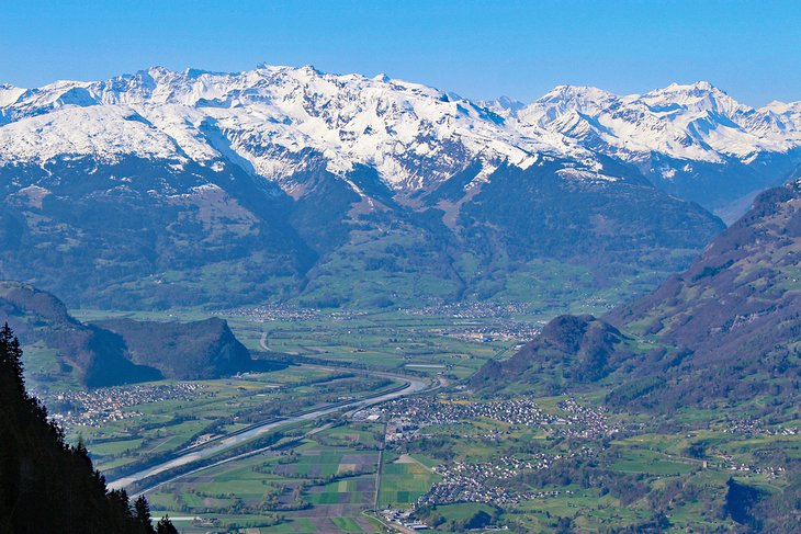 View over the Upper Rhine Valley in Lichtenstein from Gaflei