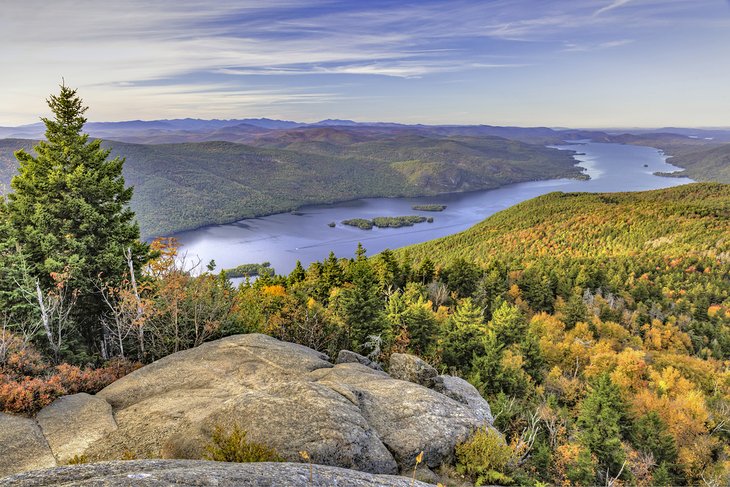 View over Lake George in the Adirondack Mountains