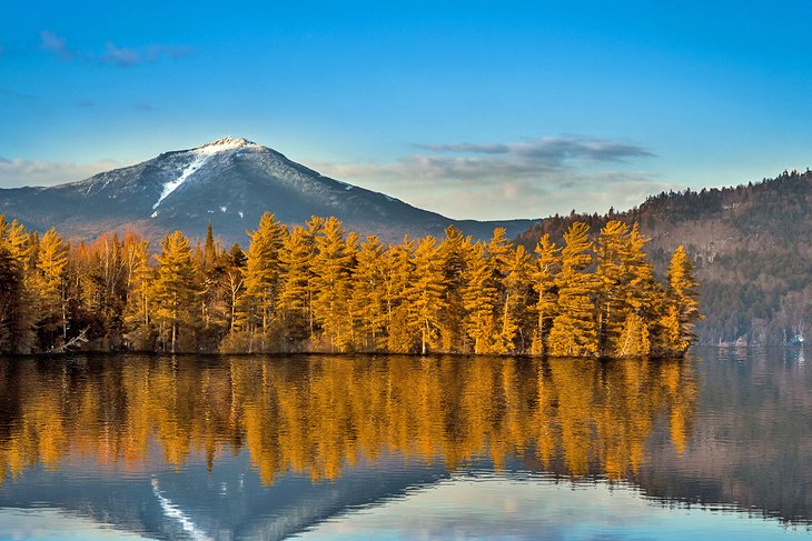 Paradox Bay, Lake Placid, with Snowy Whiteface Mountain in the distance