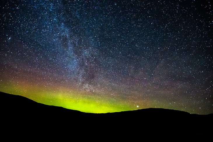 Northern lights over the Scottish Highlands