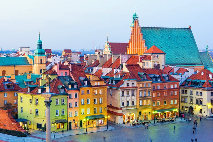 Old Town Warsaw at dusk