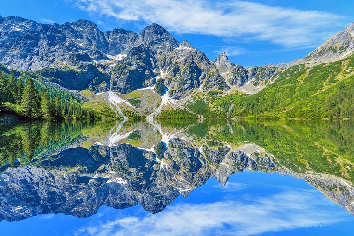 Mountains reflected in Morskie Oko Lake