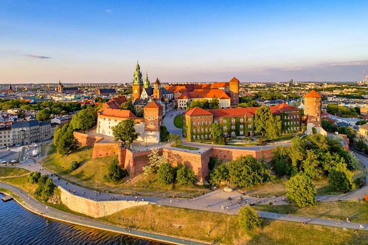 Aerial view of Wawel Royal Castle