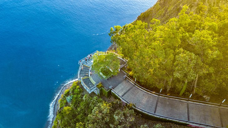 Aerial view of the glass skywalk at Cabo Girão