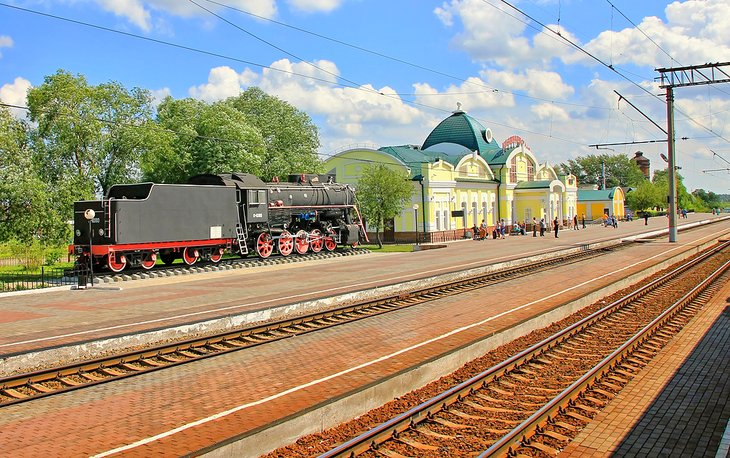 Train station along the Trans-Siberian Railway