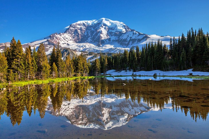 Mt. Rainier reflected in an alpine lake