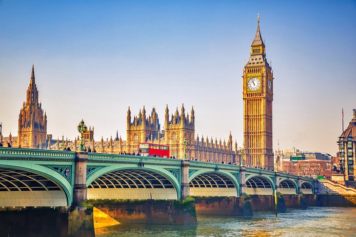 Big Ben and Westminster Bridge in London