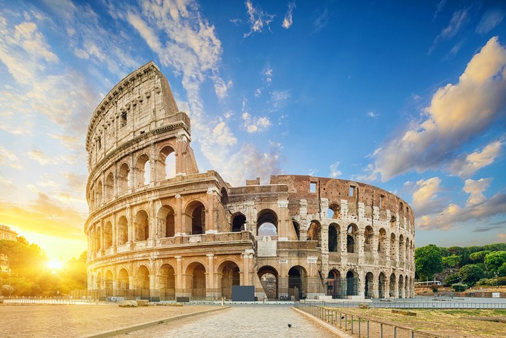 The Colosseum at sunset in Rome