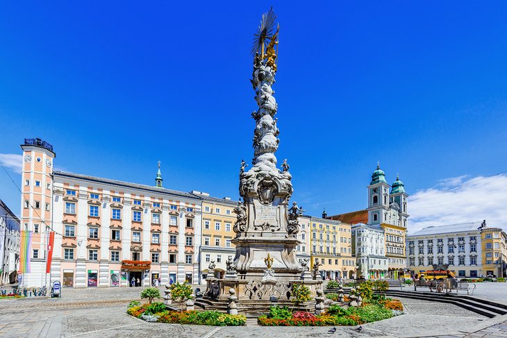 Holy Trinity column on the Main Square (Hauptplatz) in Linz