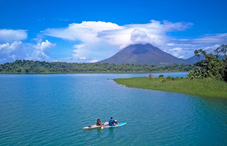Couple paddling on Arenal Lake in Costa Rica
