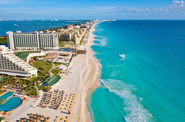 Aerial view of Cancún