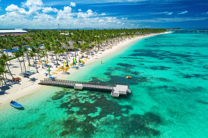 Aerial view of the beach at Punta Cana, Dominican Republic