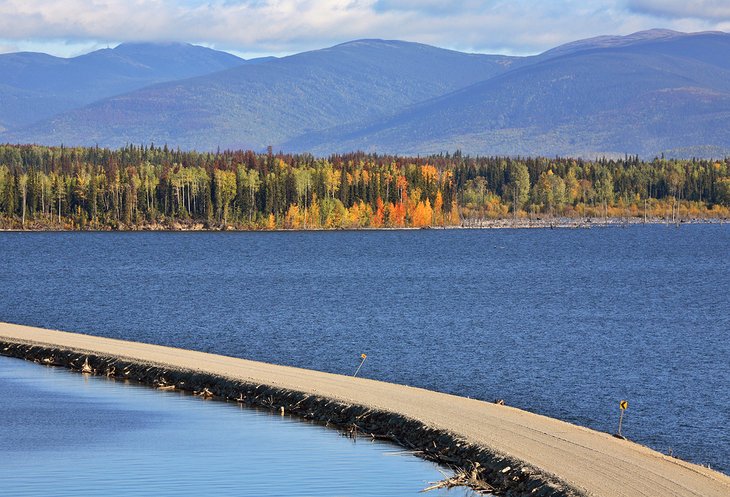 Causeway road over Williston Lake