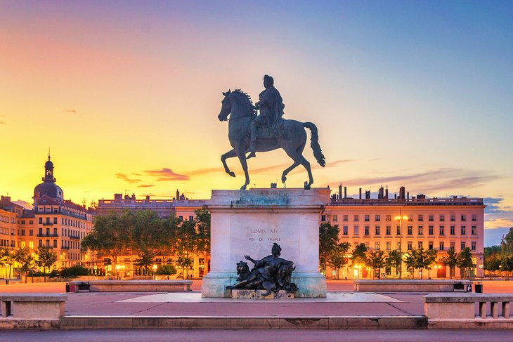 Place Bellecour at sunset in the Presqu'ile District