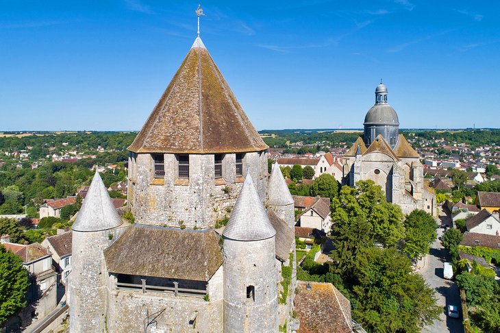 Aerial view of the medieval town of Provins