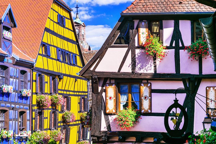 Colorful Riquewihr Village in the Alsace region of France