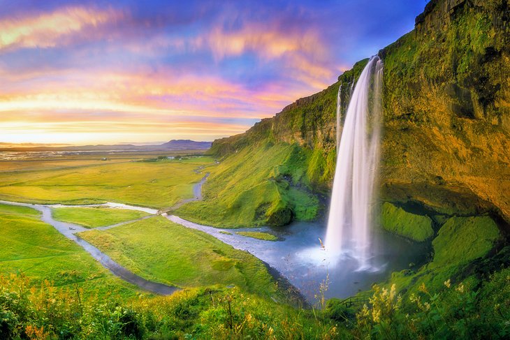 Seljalandsfoss at sunset