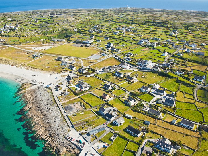 Aerial view of Inisheer Island, Aran Islands