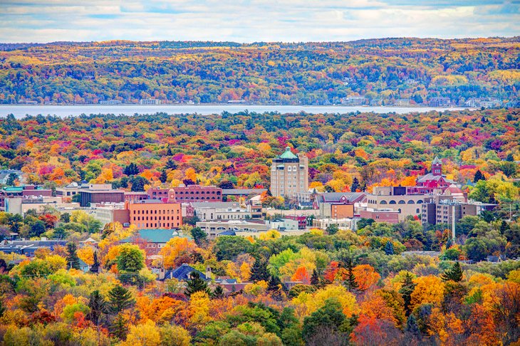 Downtown Traverse City in the fall