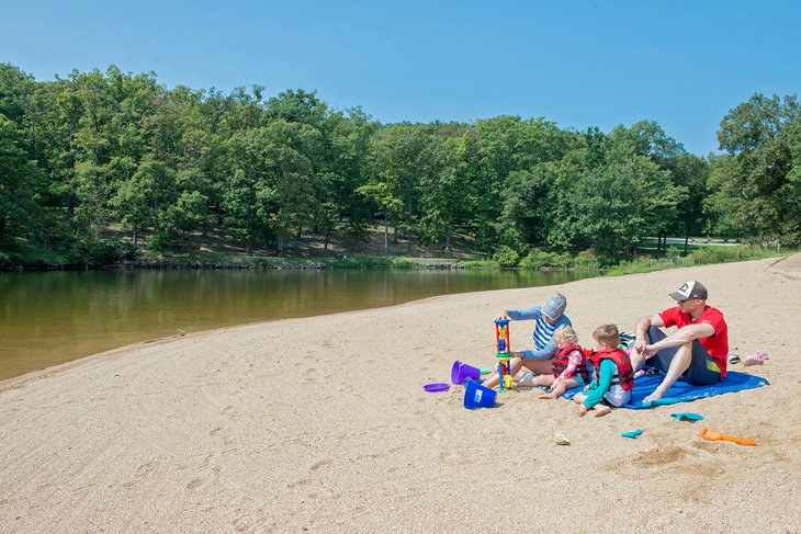 Family on Grand Glaize Beach