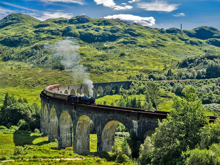 Steam train on the Glennfinnan Viaduct