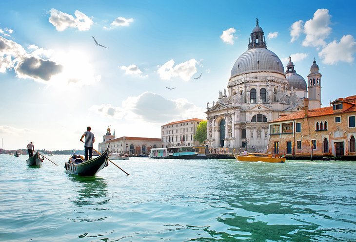 Gondolas and the Santa Maria della Salute Cathedral