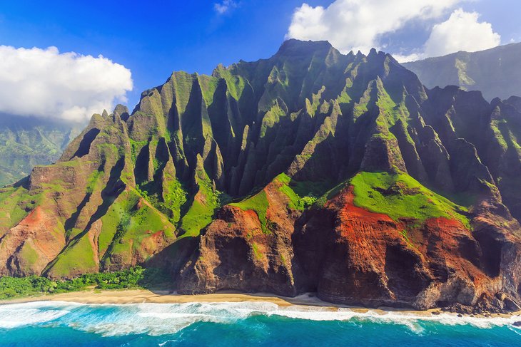 Aerial view of the Na Pali Coast on Kauai