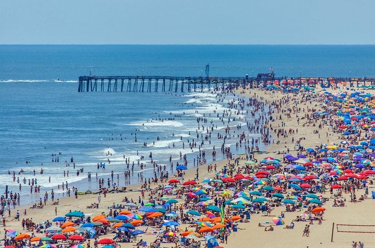 Crowded beach at Ocean City, MD