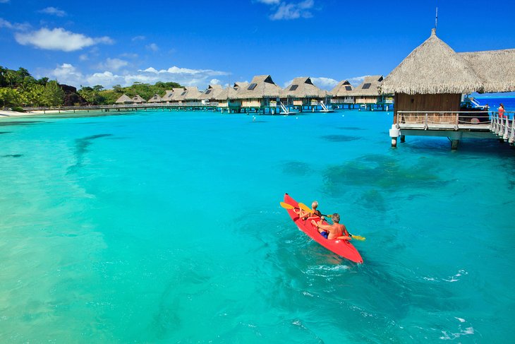 Couple kayaking in Bora Bora