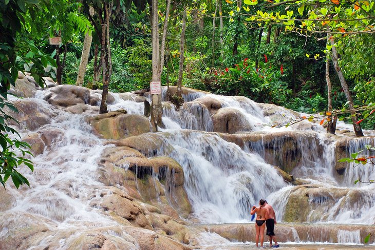 Couple enjoying Dunn's River Falls in Ocho Rios, Jamaica