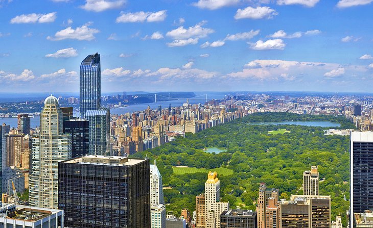 Aerial view of Central Park and New York City