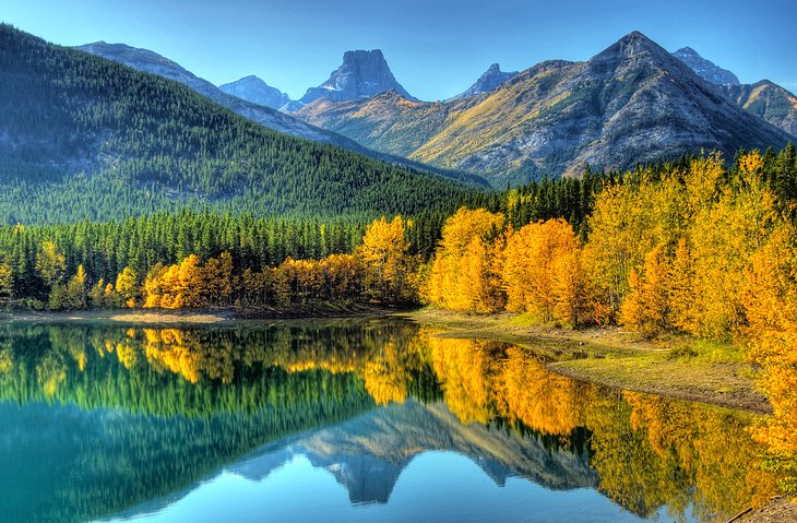 Lake and mountains in the fall, Kananaskis Country