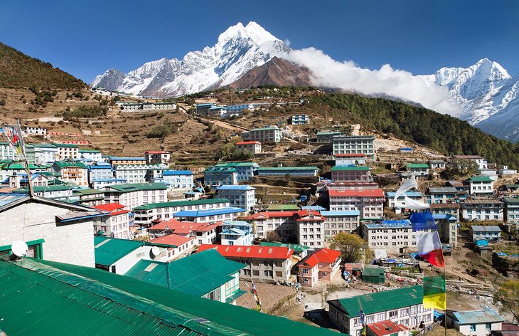 Namche Bazar and Mount Thamserku in Nepal