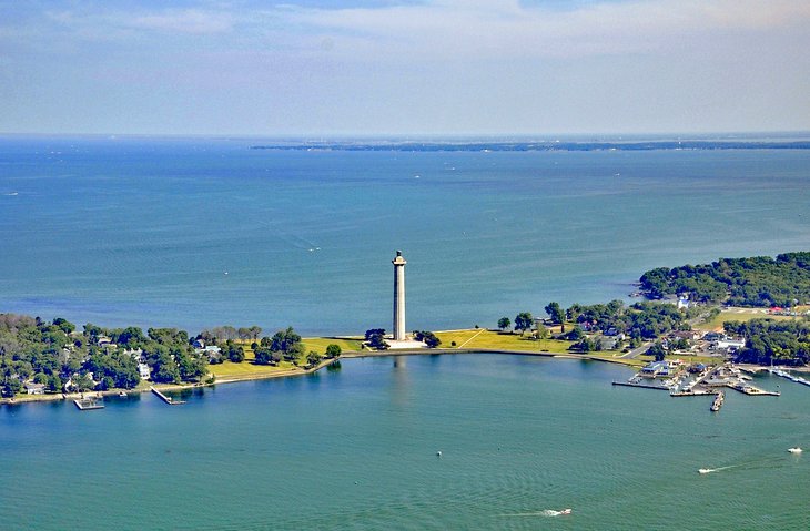 Aerial view of Perry's Victory & International Peace Memorial and Put-in-Bay