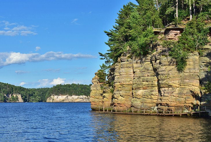 Cliffs viewed from a boat tour in the Upper Wisconsin Dells