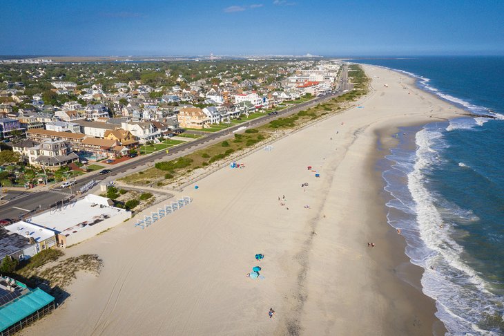 Aerial view of Cape May beach