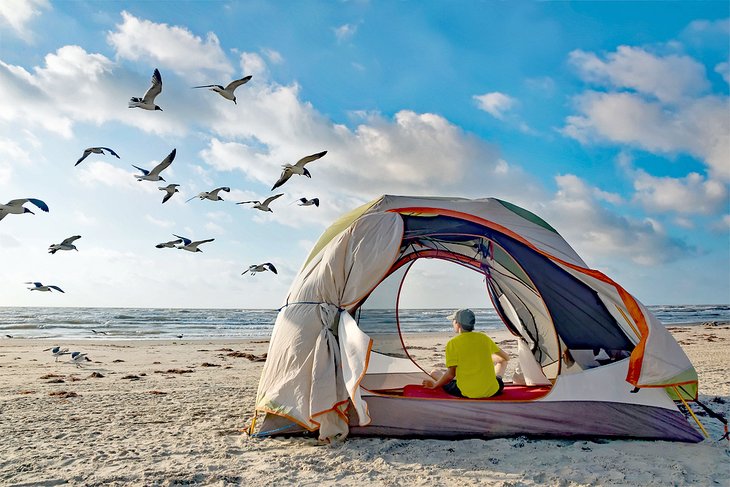 Beach camping at Padre Island National Seashore