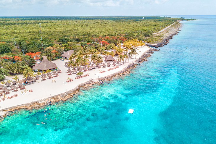 Aerial view of a resort on Cozumel Island