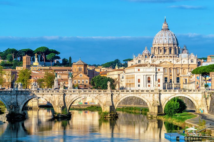 St. Peter's Basilica and St. Angelo Bridge in Rome