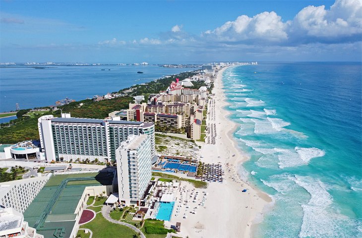 Aerial view of Cancún, Mexico