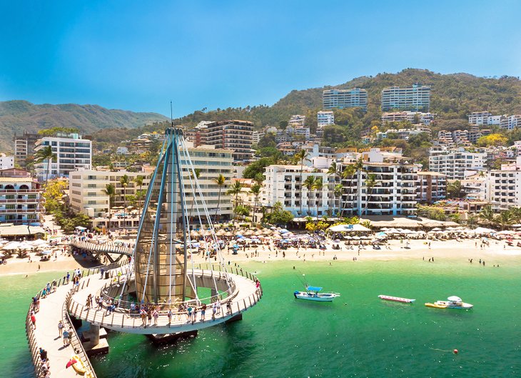 Aerial view of Malecon Playa los Muertos, Puerto Vallarta