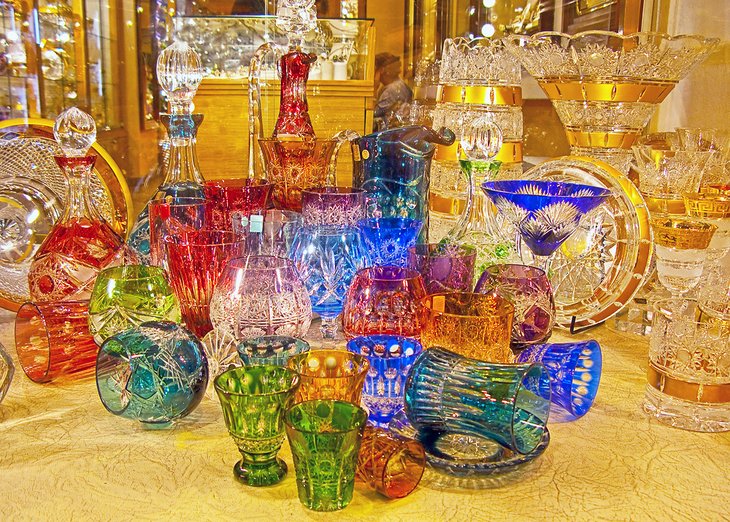 Bohemian crystal for sale in Prague