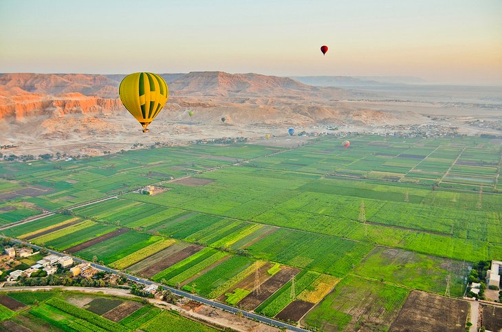 Hot air ballooning over Luxor's west bank