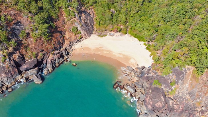 Aerial view of secluded Butterfly Beach