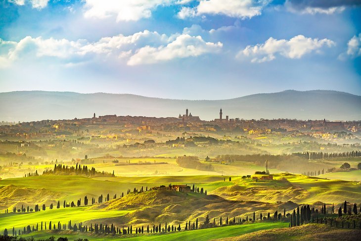 Tuscan hills and the city of Siena