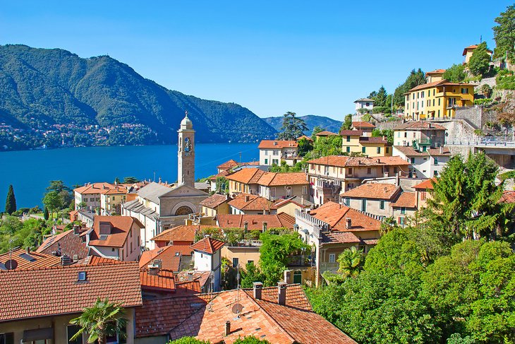 Panoramic view of Cernobbio town, Lake Como