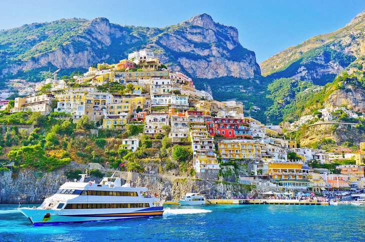 Ferry departing Positano