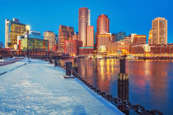 Boston city center in the winter