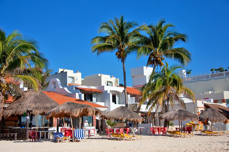 Beachfront resorts at Playa del Carmen